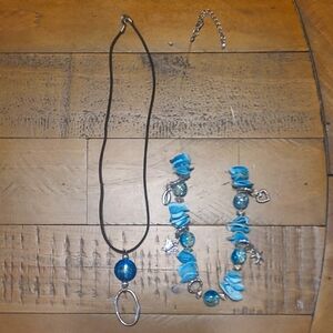 Blue and Silver Pendant Necklaces
